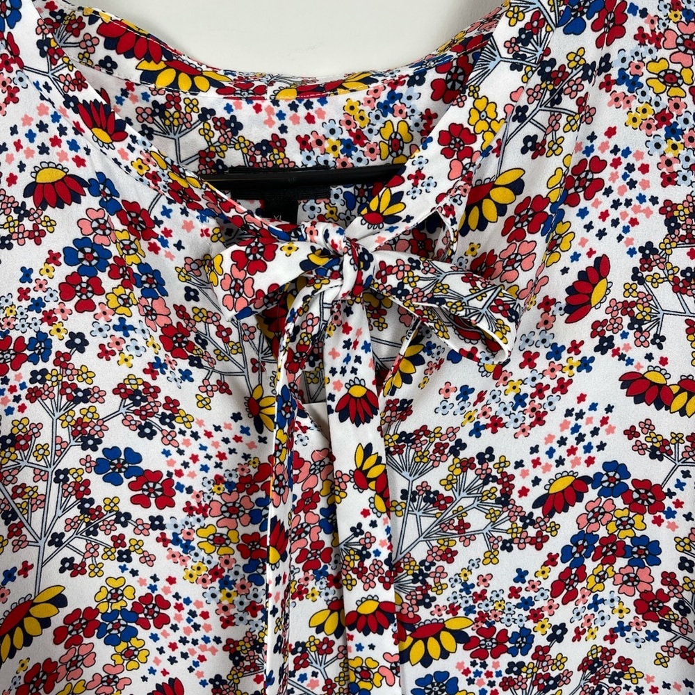 Talbots Floral Long Sleeve Tie Blouse - Picture 8 of 11